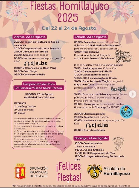 Fiesta en Hornillayuso 2025: del 22 al 24 de agosto